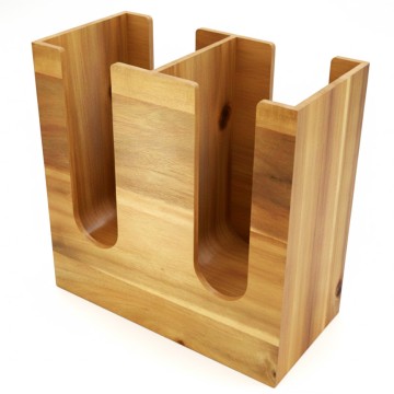 Acacia Wood Multi-Compartment Cup Holder - Eco-Friendly Beverage Organizer